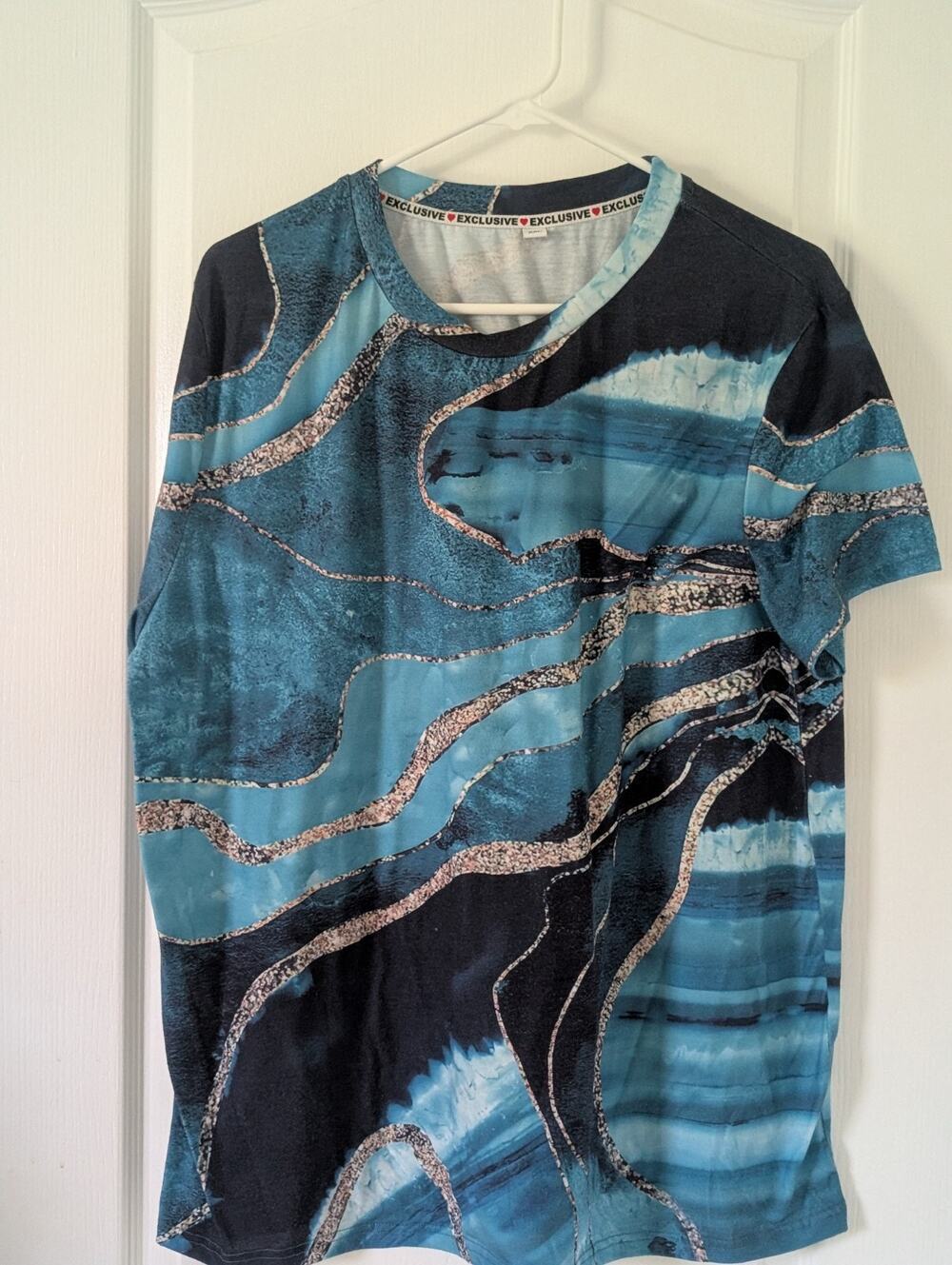 Exclusive Blouse Top Women's 2XL Blue Geometric Pattern